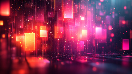 Obraz premium Abstract Red Pink Digital Background Modern Futuristic Glowing Shiny Technology Design Art Neon 