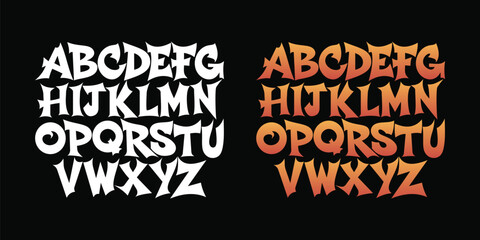 Bold Graffiti Font Set, Urban Street Art Alphabet with Gradient & Blackletter Styles © Forida