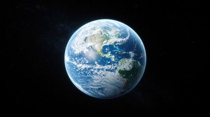 Earth, space, clouds, continents, background stars, environmental awareness
