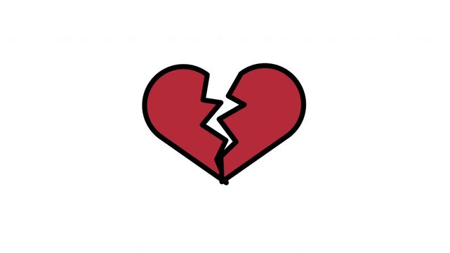 Broken heart icon animated 4k footage background video