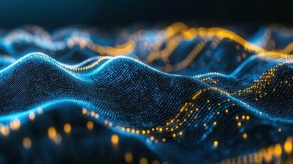 Futuristic digital circuit design with data flow and patterns