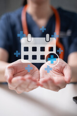 Professional medical worker doctor physician in white coat scrub calendar event appointment...