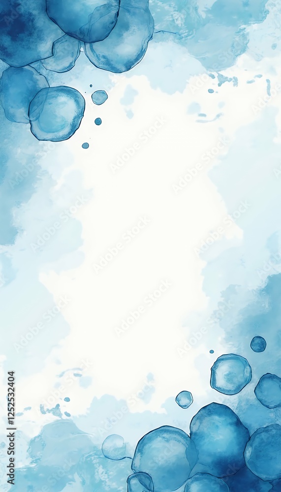 Aufkleber watercolor blue design paint frame abstract cluster cerulean olated baby layout border background bu