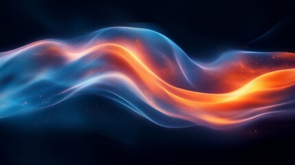 Fototapeta premium Abstract glowing waves in blue and orange, digital art. futuristic energy flow concept