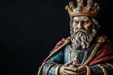 Obraz premium Statue depicts a king adorned with a crown and cape