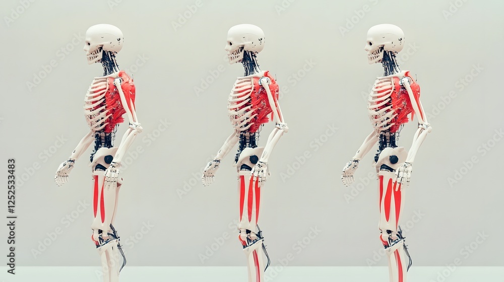 Aufkleber futuristic humanoid robots in watercolor-style seamless interaction with advanced robotics