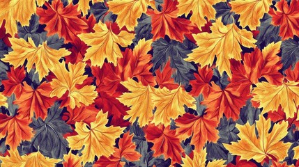 Autumn Maple Leaves Seamless Pattern.