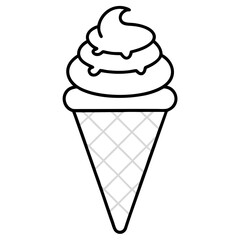 Geometric Ice Cream Cone Line Art
