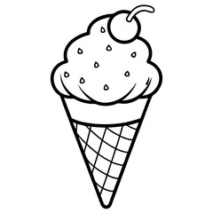 Geometric Ice Cream Cone Line Art