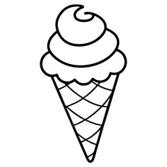 Geometric Ice Cream Cone Line Art