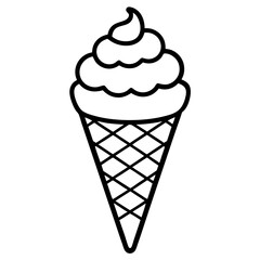 Geometric Ice Cream Cone Line Art