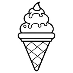 Geometric Ice Cream Cone Line Art