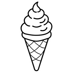 Geometric Ice Cream Cone Line Art