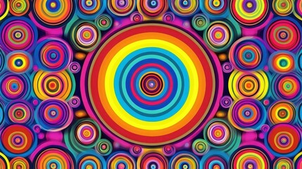 Fototapeta premium Vibrant Rainbow Concentric Circles Abstract Background