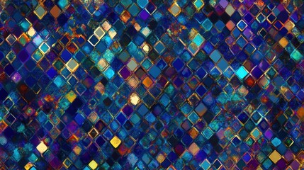 Abstract Diamond Mosaic Pattern in Jewel Tones