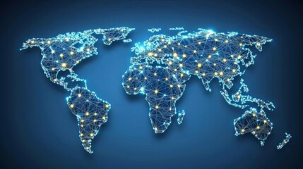 Global Network Connection Illuminated World Map
