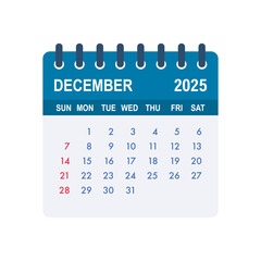 December 2025 calendar page showing days, weeks and month