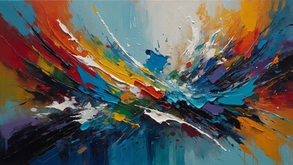 Vivid abstract background with rich colors and dynamic, rough strokes.

