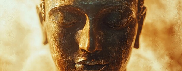 Serene Buddha Face Tranquility, Meditation, and Enlightenment.