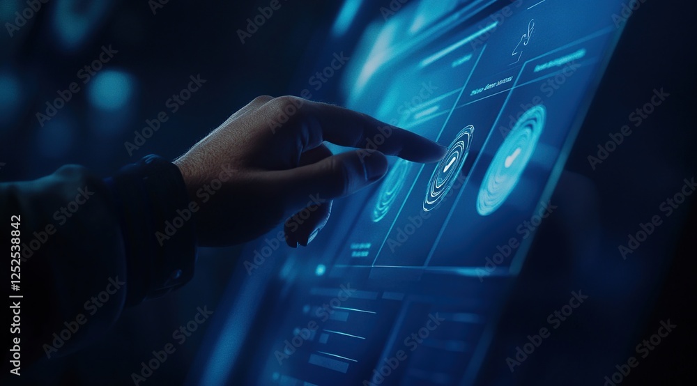 Aufkleber interactive futuristic interface: exploring advanced digital technology with touchscreen gestures an