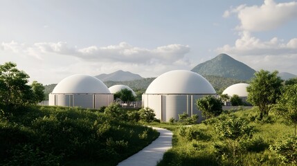 Futuristic Recycling Plant Transforming Waste Materials into New Resources for Circular Economy