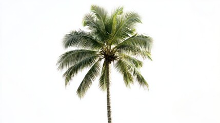 Tropical palm tree against bright sky. Vacation background