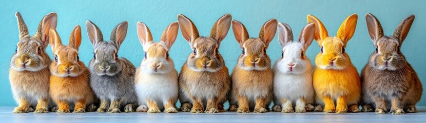 Obraz premium Collection of rabbits sitting on a white background