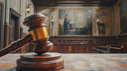 Gavel in Courtroom: Justice, Law, and Legal System