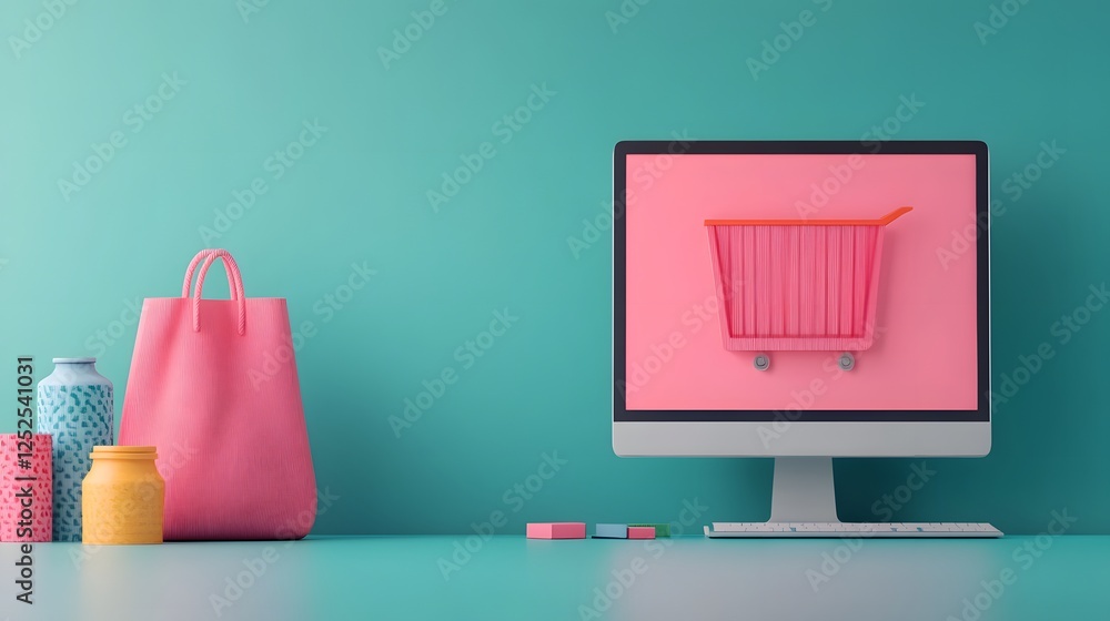 Aufkleber vibrant digital e-commerce store front with product display on computer screen