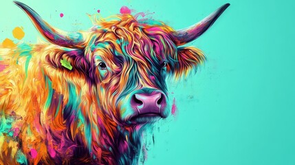 Vibrant Highland Cow Portrait