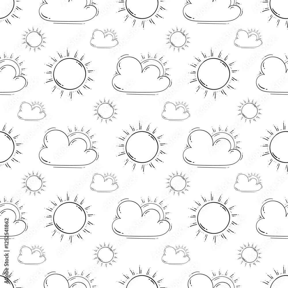Wall mural weather pattern. weather seamless pattern. doodle weather seamless pattern. doodle weather backgroun