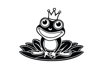 Cartoon vector art illustration of a cheerful frog wearing a tiny crown