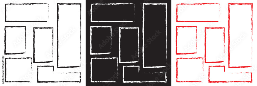 Poster box brush frame rough shape . vector illustration. text box frame rough grunge square paint shape el