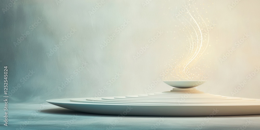 Poster creating tranquility abstract art installation modern gallery digital artwork minimalist environment