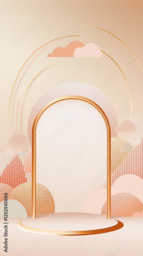 Poster elegant arch design for modern events soft pastel color palette graphic display minimalist artistic 