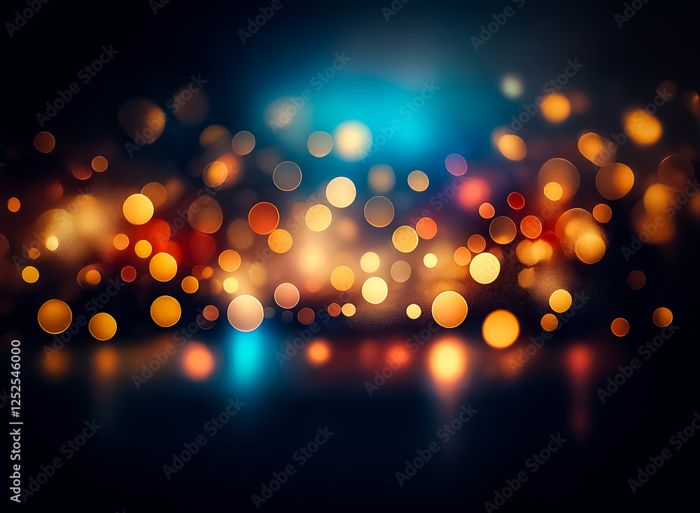 Aufkleber bokeh lights create a warm and dreamy atmosphere against a dark background. abstract circles of oran
