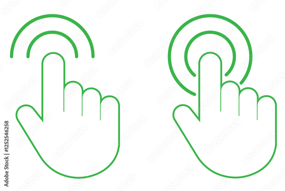 Poster click line hand cursor icon set.