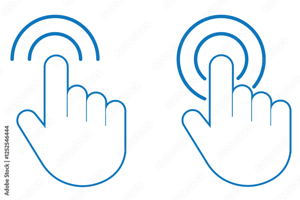 Poster click line hand cursor icon set.