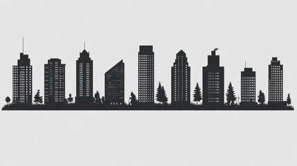 Naklejka premium Building icons in a minimalist monochrome style designed for corporate presentations