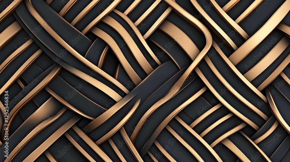 Poster intricate and luxurious abstract intertwining gold line pattern