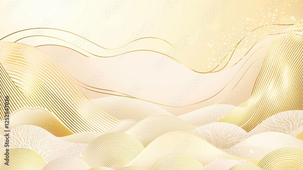 Poster elegant abstract waves digital art minimalist design soft color palette studio environment serenity 