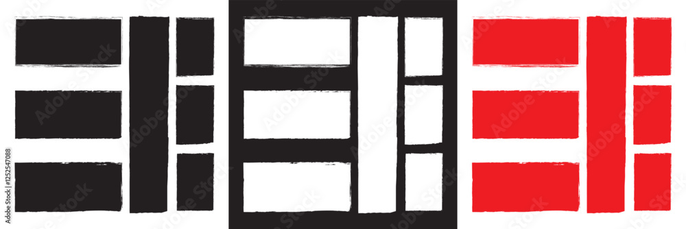 Poster box brush frame rough shape . vector illustration. text box frame rough grunge square paint shape el