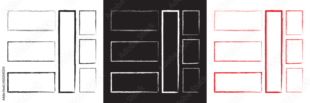 Poster box brush frame rough shape . vector illustration. text box frame rough grunge square paint shape el
