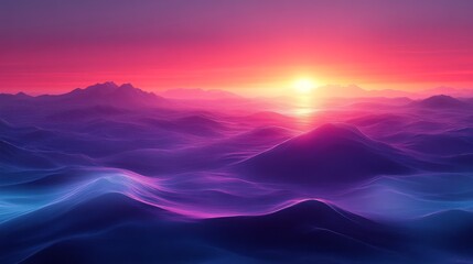 Sunset over vibrant abstract ocean landscape