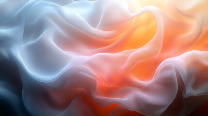 Obraz premium Abstract Orange Blue Silk Fabric Texture Background Elegant Soft Draped Waves Design Art Style Color