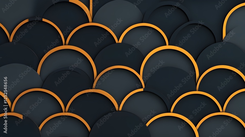 Poster elegant golden geometric shapes in seamless abstract pattern on dark backdrop long_title:elegant
