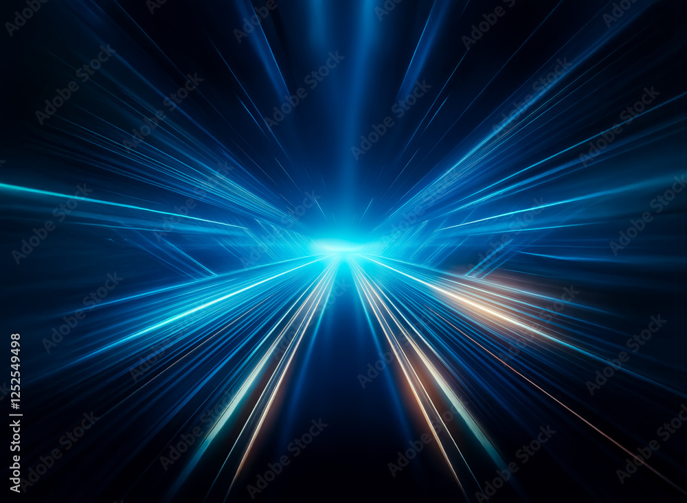 Aufkleber abstract image of vibrant blue and orange light rays emanating from a central point, creating a dyna