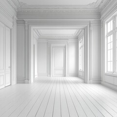 Fototapeta premium White Room Background, Generative AI