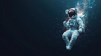 Fototapeta premium Pixelated Astronaut In Space