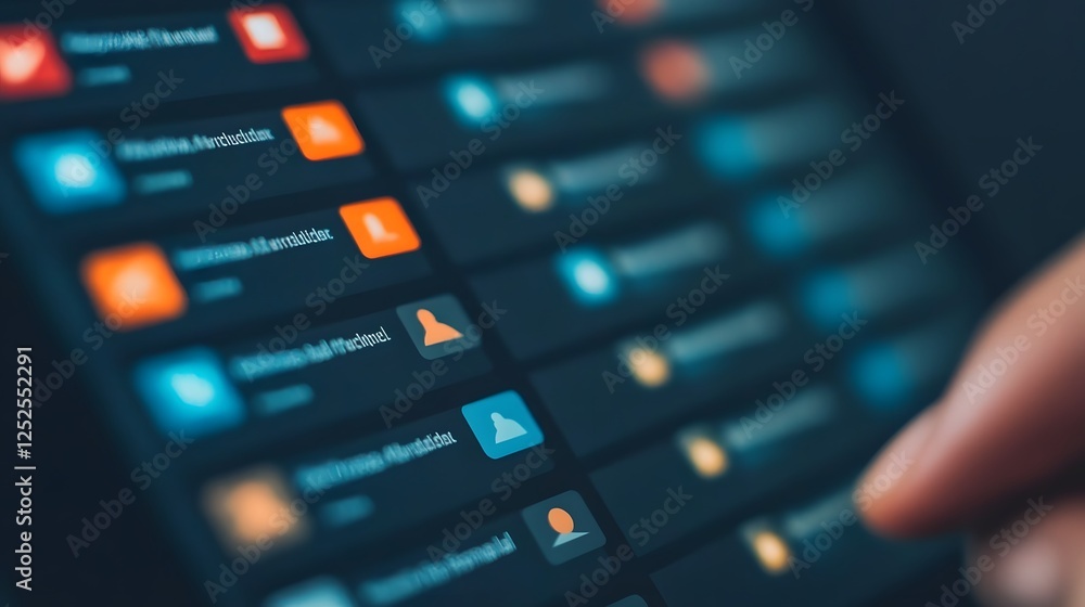 Poster sleek crm software dashboard displaying customer profiles and engagement history on digital device